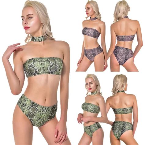 Bikini New Arrival Sexy Women Snakeskin Two Piece Bikini Sets