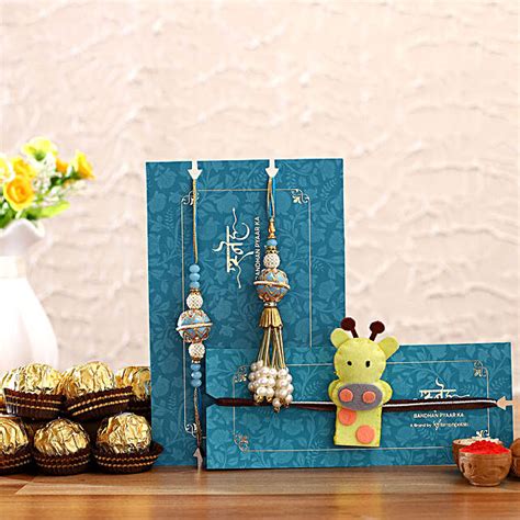 Lumba Rakhi Set Giraffe Rakhi With Ferrero Rocher Singapore Gift