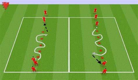 Football Soccer Technical Practice Dribbling Through The Cones And