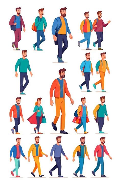 Premium Photo Flat Cartoon Colorful Man Character Animation Male Walk