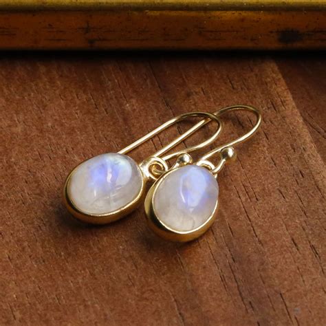 Sterling Silver Dangly Moonstone Oval Earrings Martha Jackson