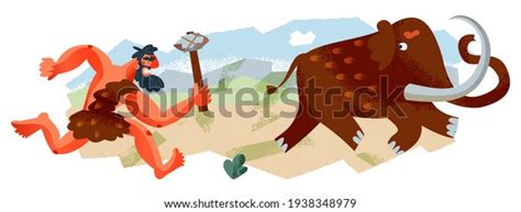 Caveman Hunting Mammoth Stone Age Prehistoric Stock Vector (Royalty Free) 1938348979