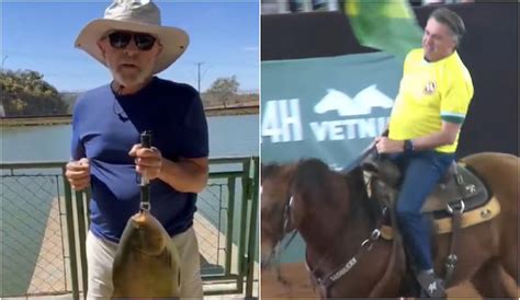 Lula Pesca Na Granja Do Torto E Bolsonaro Anda A Cavalo Em Araçatuba