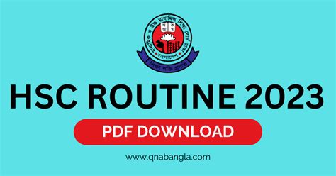 Hsc Routine 2023 Pdf Download All Education Boards