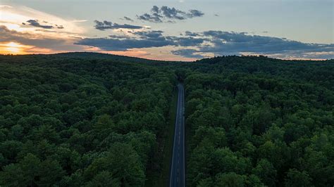 HD wallpaper: aerial view, road, highway, clouds, trees, forest, USA ...