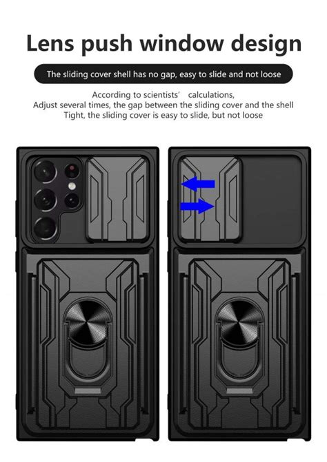 Samsung Galaxy S22 Ultra Case Kickstand Case With Slide Camera Cover And Card Holder Slot Built