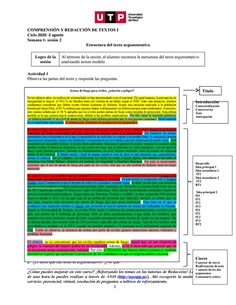 S S Estructura Del Texto Argumentativo Comprensi N Y Redacci N De