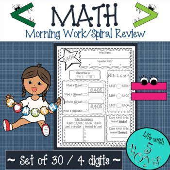 A Poster With The Words Math Morning Work Spiral Review Set Of