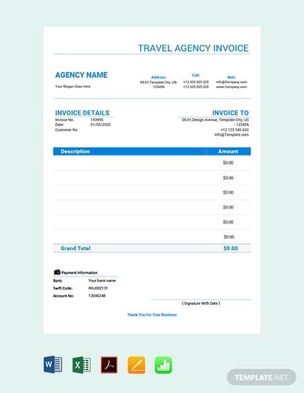 26 Travel Invoice Templates Pdf Docs Excel