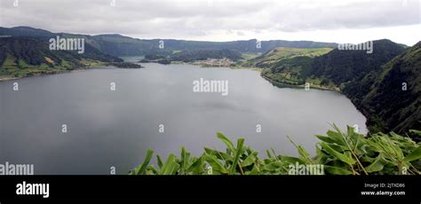 Blue Lake Lagoa Azul View From Northern Point Miradouro Das