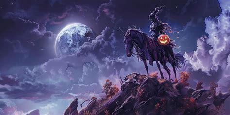 Portrait Of The Headless Horseman On A Hilltop Premium Ai Generated Image