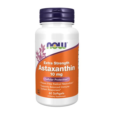 Астаксантин 10 мг, Astaxanthin 10 mg, Now foods, 60 капсул купить по ...