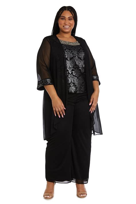 Buy Women Plus Size Three Piece Beaded Neck Duster Pant Set