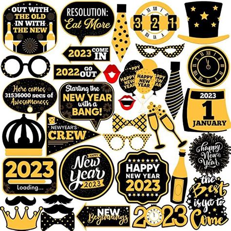 KatchOn New Years Photo Booth Props 2024 Pack Of 35 New Years Props