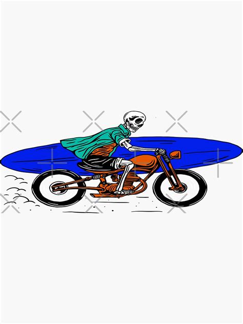 Skeleton Riding Motor Bike Sticker For Sale By Judydoll Redbubble