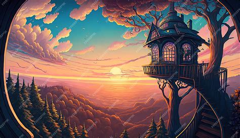 Premium Photo Beautiful Lookout Point Over Sunny Trees