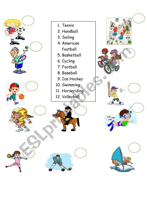 Sports Matching Esl Worksheet By Mreilly85