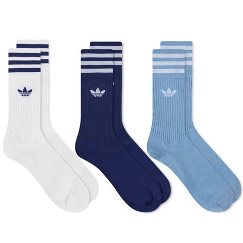 Adidas Solid Crew Sock 3 Pack White Night Ambient Sky END