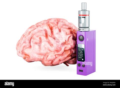 Vape Mod With Brain 3d Rendering Isolated On White Background Stock