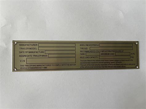 Aluminium Vin Number Compliance Trailer Id Plate