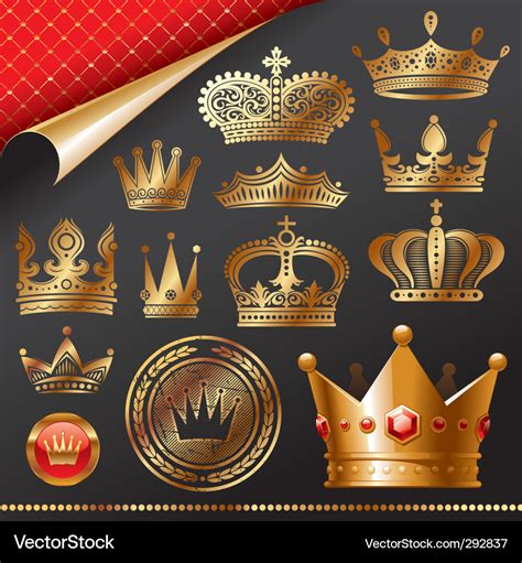 Golden Royal Crowns Royalty Free Vector Image Vectorstock