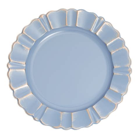 Waved Scalloped Acrylic 13 Dusty Blue And Gold Charger Plate Cv Linens