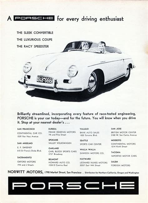 Porsche Speedster Ad Porsche 356a Porsche 356 Speedster Porsche Cars