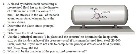 Solved 1 A Closed Cylindrical Tank Containing A Pressurized Chegg