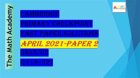 Checkpoint Primary Maths Paper April Cambridge Primary