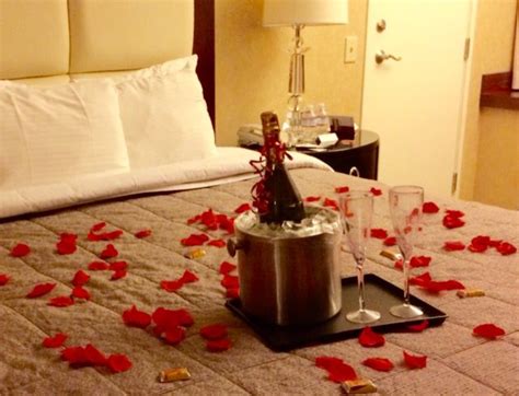 Bring Rose Pedals And Champagne For Your Hotel Room Set Up While Your Partner Is In The