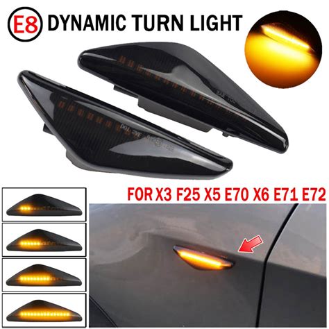 Pcs Smoked Car Dynamic Led Side Marker Light Turn Signal Light For Bmw