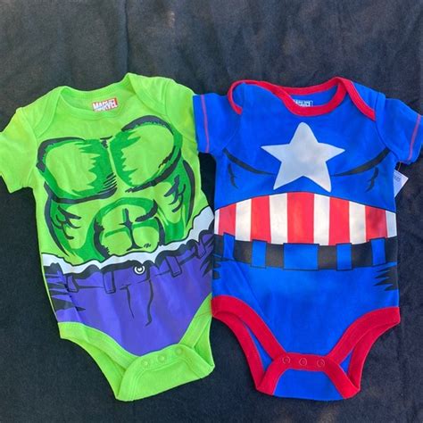 Marvel One Pieces Marvel Avengers Captain America Hulk Baby Boy