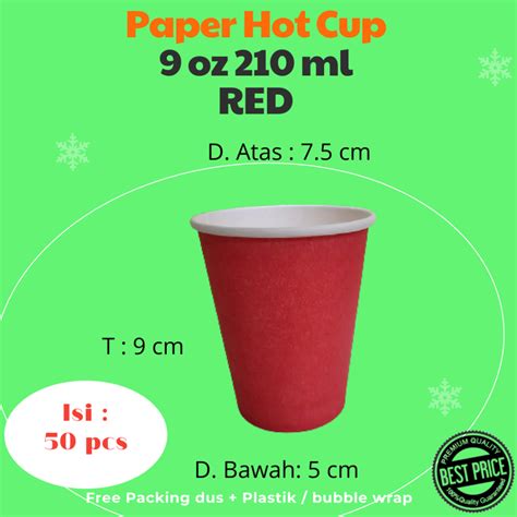 Jual Paper Hot Cup 9 Oz 210 Ml RED Gelas Kertas Isi 50 Pcs Edisi Warna Shopee Indonesia