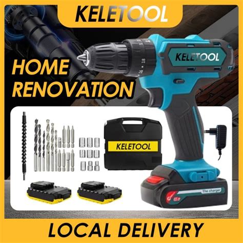 3in1 3 8 Cordless Electric Impact Drill Hammer Drill With 2 Li Ion