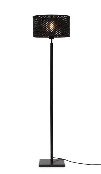 Lampadaire Bambou Abat Jour Bambou Naturel Noir H Cm Java