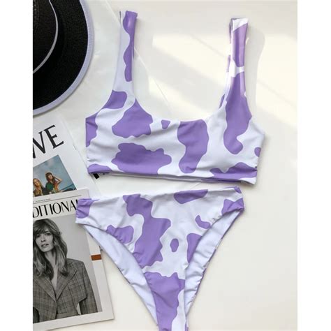 MAILLOT DE BAIN GNIM taille haute vache imprimer maillot de bain femmes Bikini Mujer 2020 été