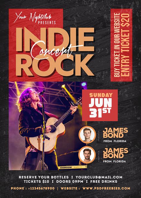 Indie Rock Music Concert Flyer Psd Template