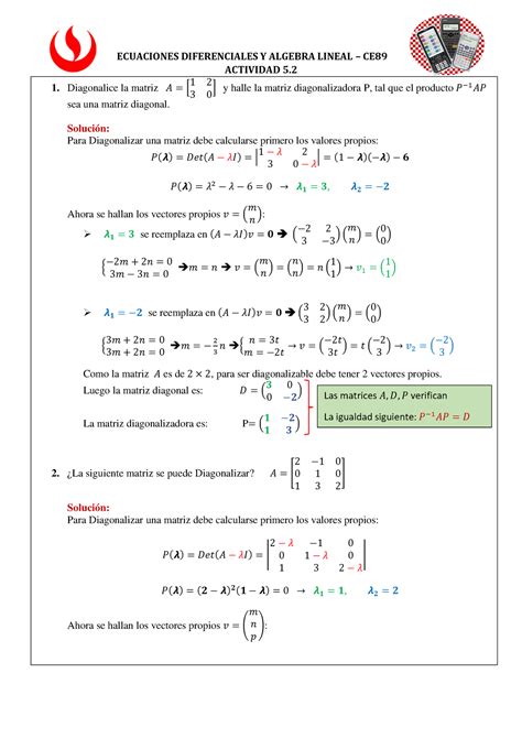 Lista De Ejercicios Tarea Ecuaciones Diferenciales Y Algebra