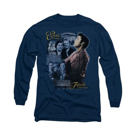 Elvis Presley Shirt Tupelo Long Sleeve Navy Tee T Shirt Elvis Presley