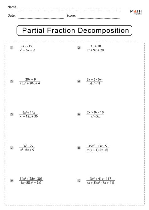 Decomposing Fractions Worksheets Math Monks