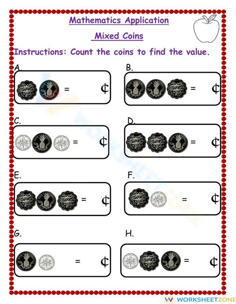 Adding Mix Coins Worksheet