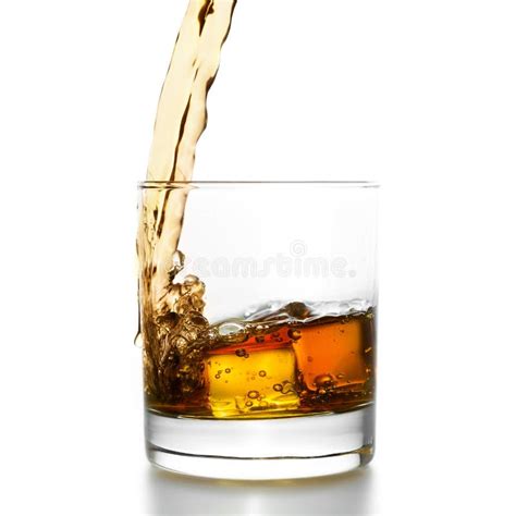 Golden Whiskey Pouring Into Lowball Stock Image Image Of Rocks