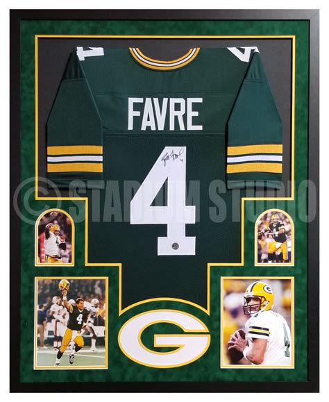 Brett Favre Autographed Framed Packers Green Jersey - The Stadium Studio