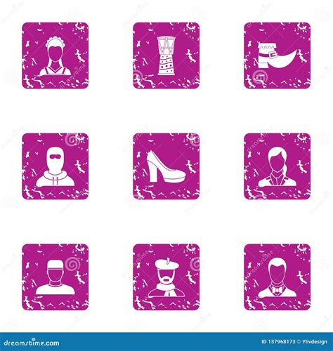 Private Affair Icons Set Grunge Style Stock Vector Illustration Of Communication Girl 137968173