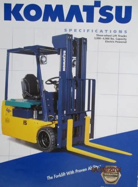 KOMATSU THREE WHEEL ELECTRIC Lift Trucks 3 000 4 000 Lbs Capacity