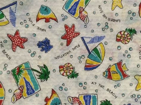 Beach Theme Fabric By The Yard Summer Vacation Fabric Etsy