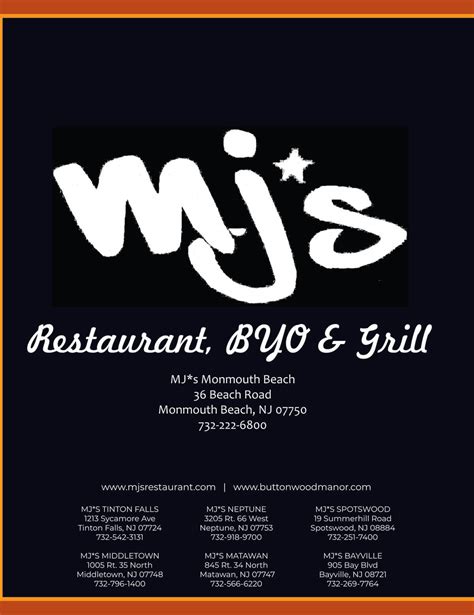 Menu – Mj’s Restaurant