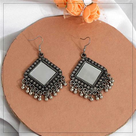Silver Mirror Earrings Indifeels Australia