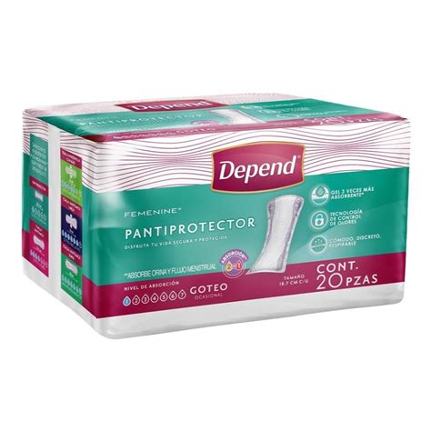 Pantiprotector para incontinencia Depend Femenine goteo ocasional 20 ...