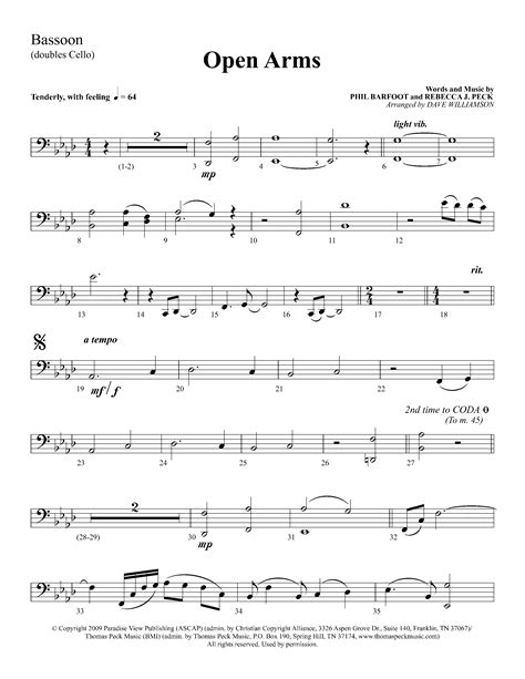 Open Arms Choral Anthem Satb Bassoon Sheet Music Pdf Lifeway Choral